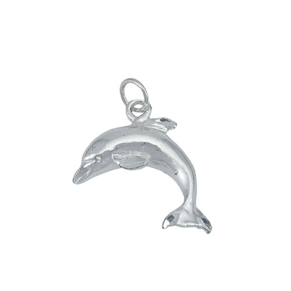 Vintage SU Sterling Silver 925 Dolphin Charm Pendant - Picture 2 of 6